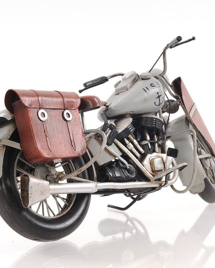 6" Grey Metal Hand Painted Decorative Motorcycle