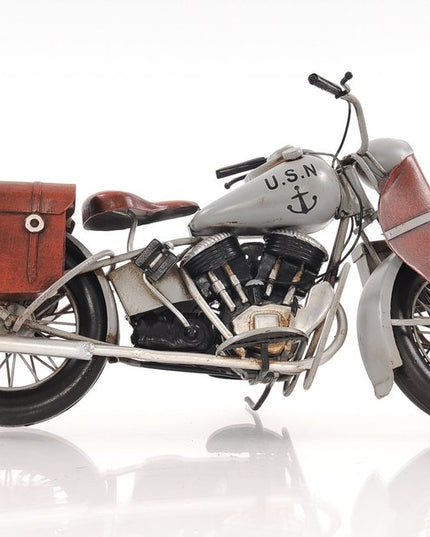 6" Grey Metal Hand Painted Decorative Motorcycle
