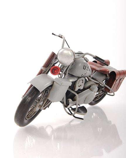 6" Grey Metal Hand Painted Decorative Motorcycle