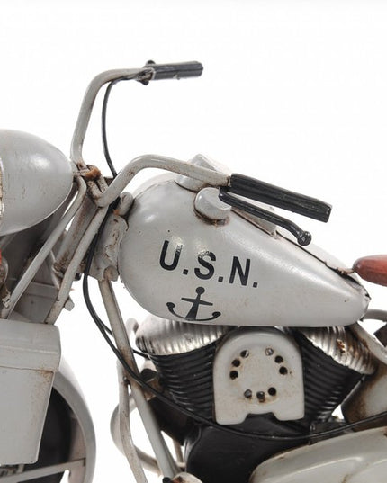 6" Grey Metal Hand Painted Decorative Motorcycle