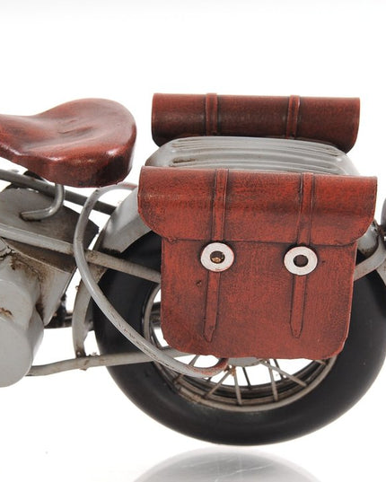 6" Grey Metal Hand Painted Decorative Motorcycle