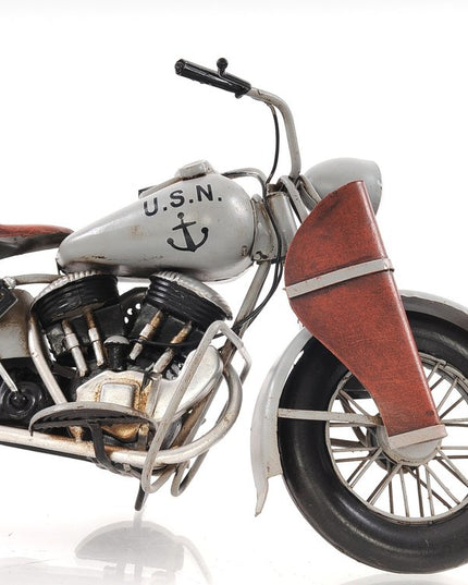 6" Grey Metal Hand Painted Decorative Motorcycle