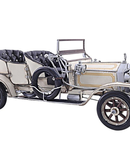 8" Silver Metal Hand Painted Model Car Tabletop Sculpture