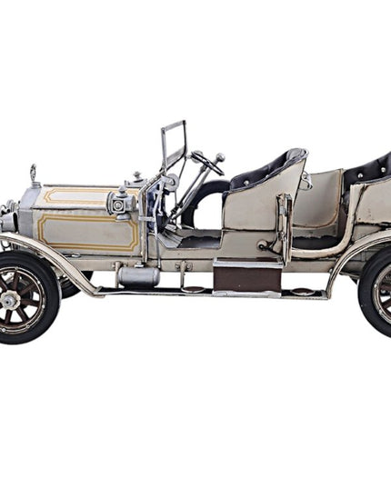8" Silver Metal Hand Painted Model Car Tabletop Sculpture