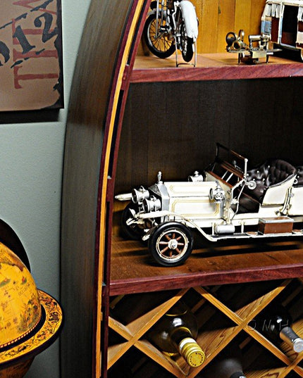 8" Silver Metal Hand Painted Model Car Tabletop Sculpture