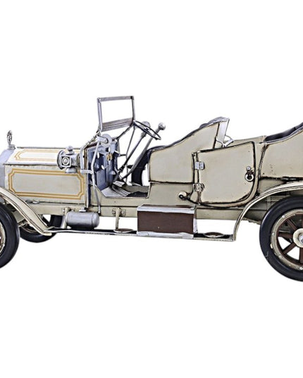 8" Silver Metal Hand Painted Model Car Tabletop Sculpture