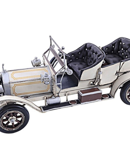 8" Silver Metal Hand Painted Model Car Tabletop Sculpture