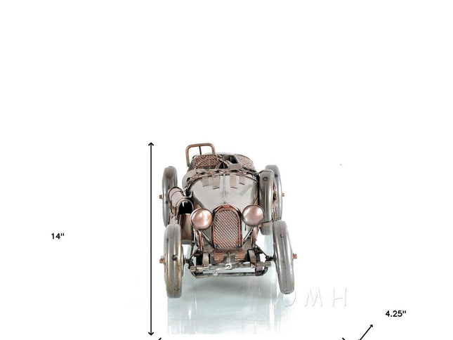 c1924 Bugatti Bronze and Silver Racecar Model Sculpture