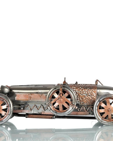 c1924 Bugatti Bronze and Silver Racecar Model Sculpture