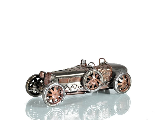 c1924 Bugatti Bronze and Silver Racecar Model Sculpture