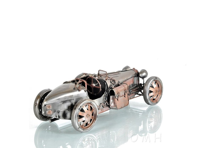 c1924 Bugatti Bronze and Silver Racecar Model Sculpture