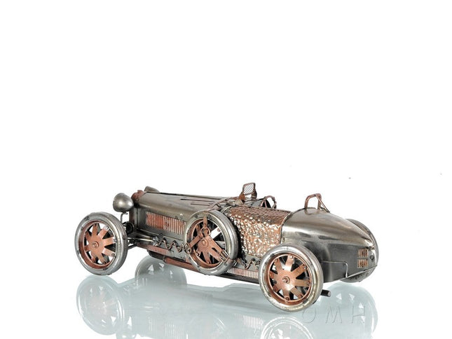 c1924 Bugatti Bronze and Silver Racecar Model Sculpture