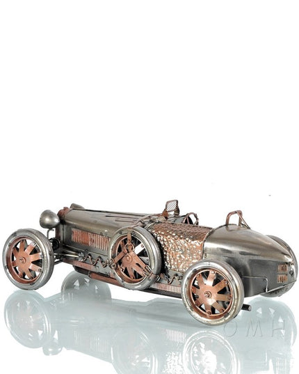 c1924 Bugatti Bronze and Silver Racecar Model Sculpture
