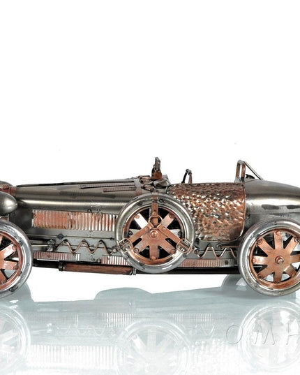 c1924 Bugatti Bronze and Silver Racecar Model Sculpture