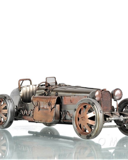 c1924 Bugatti Bronze and Silver Racecar Model Sculpture
