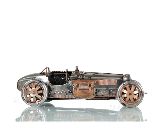 c1924 Bugatti Bronze and Silver Racecar Model Sculpture