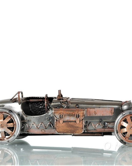 c1924 Bugatti Bronze and Silver Racecar Model Sculpture