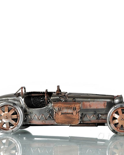 c1924 Bugatti Bronze and Silver Racecar Model Sculpture