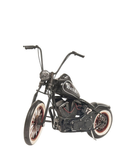 8" Black Metal Hand Painted Model Motorcycle Tabletop Sculpture