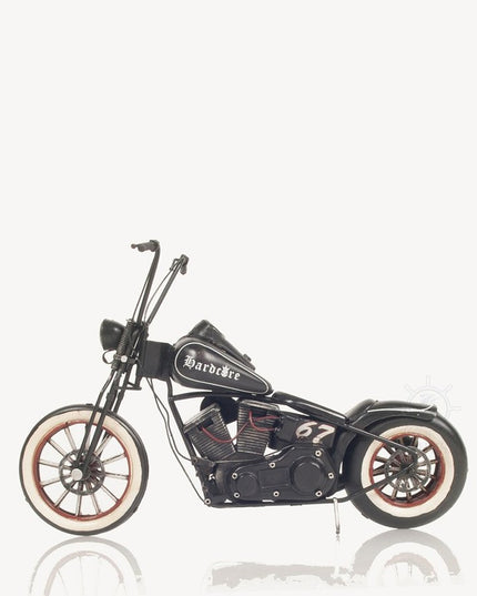 8" Black Metal Hand Painted Model Motorcycle Tabletop Sculpture