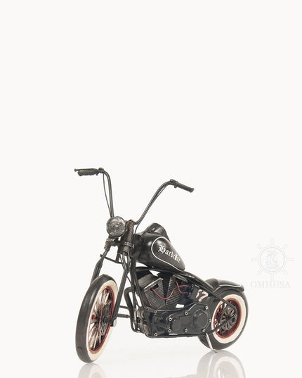 8" Black Metal Hand Painted Model Motorcycle Tabletop Sculpture
