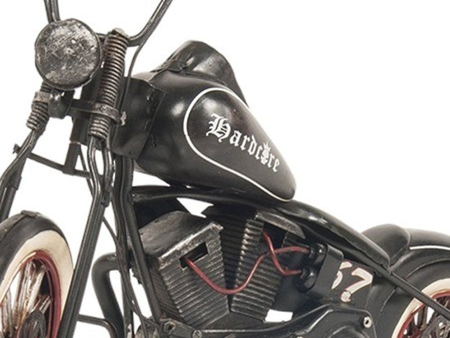 8" Black Metal Hand Painted Model Motorcycle Tabletop Sculpture
