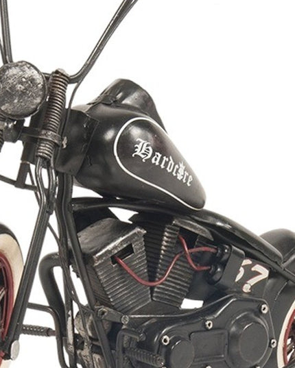 8" Black Metal Hand Painted Model Motorcycle Tabletop Sculpture