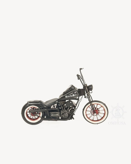 8" Black Metal Hand Painted Model Motorcycle Tabletop Sculpture