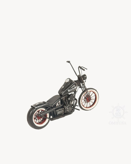8" Black Metal Hand Painted Model Motorcycle Tabletop Sculpture