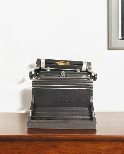 9" Black Metal German Replica Typewriter Tabletop Sculpture