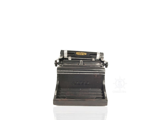9" Black Metal German Replica Typewriter Tabletop Sculpture