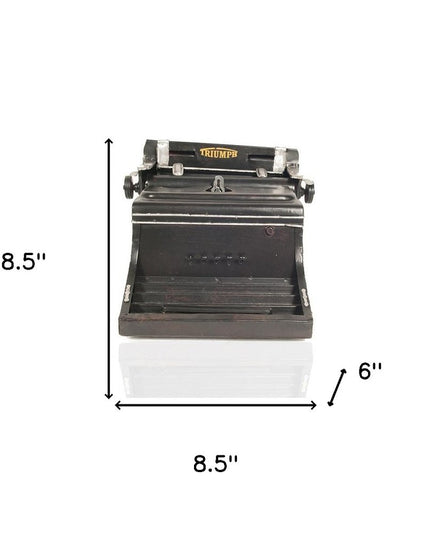 9" Black Metal German Replica Typewriter Tabletop Sculpture