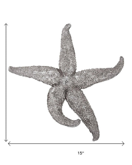 15" Antiqued Silver Resin Starfish Hanging Dimensional Sculpture