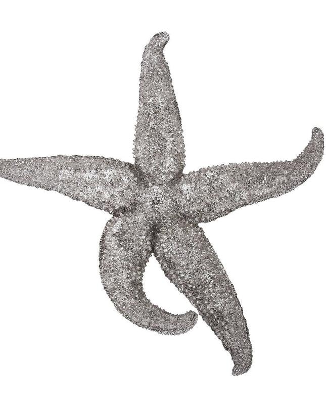 15" Antiqued Silver Resin Starfish Hanging Dimensional Sculpture