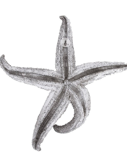 15" Antiqued Silver Resin Starfish Hanging Dimensional Sculpture