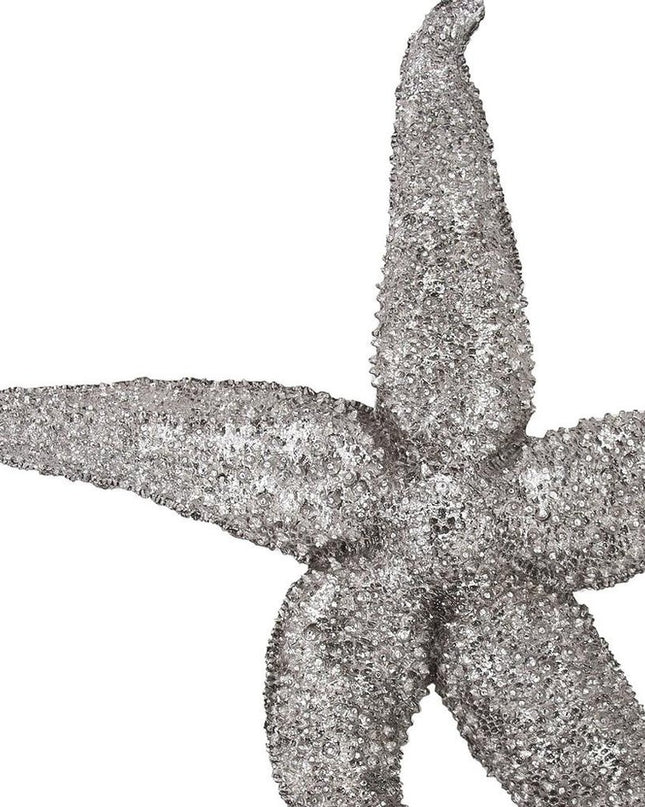 15" Antiqued Silver Resin Starfish Hanging Dimensional Sculpture