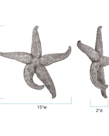 15" Antiqued Silver Resin Starfish Hanging Dimensional Sculpture