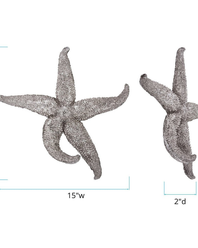 15" Antiqued Silver Resin Starfish Hanging Dimensional Sculpture