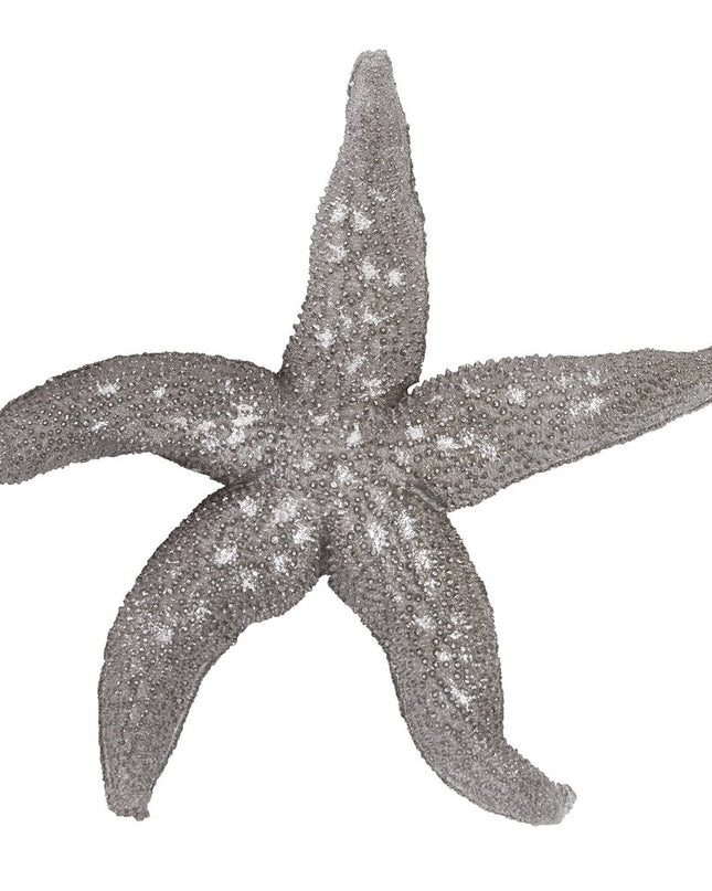 19" Antiqued Silver Resin Starfish Hanging Dimensional Sculpture