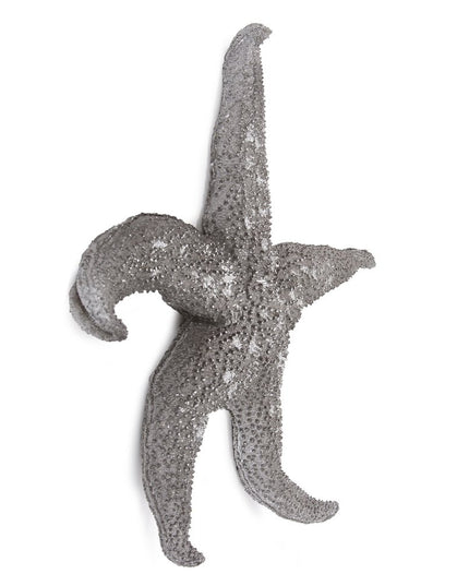 19" Antiqued Silver Resin Starfish Hanging Dimensional Sculpture