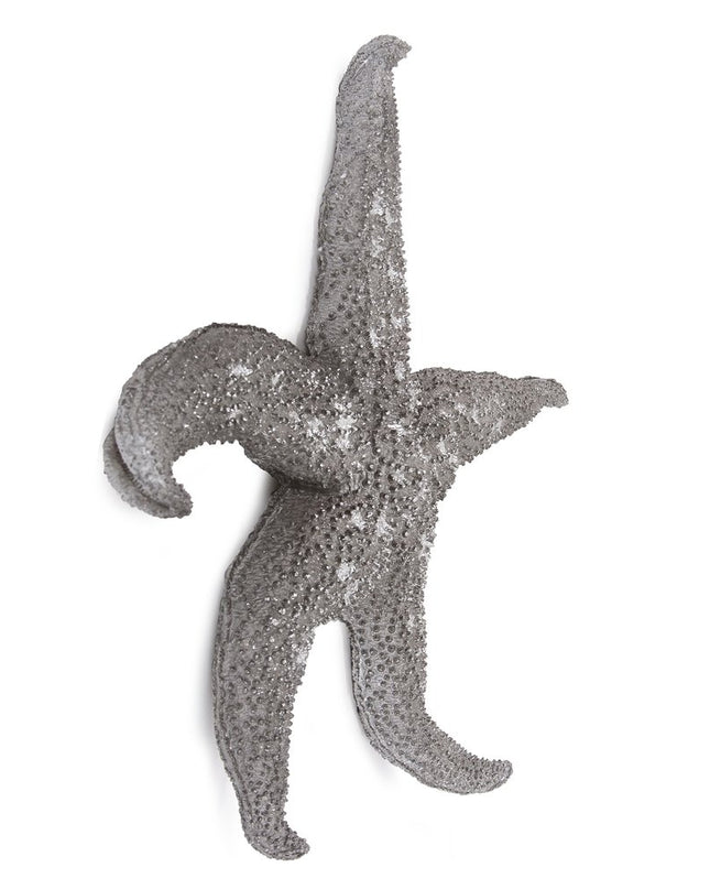19" Antiqued Silver Resin Starfish Hanging Dimensional Sculpture