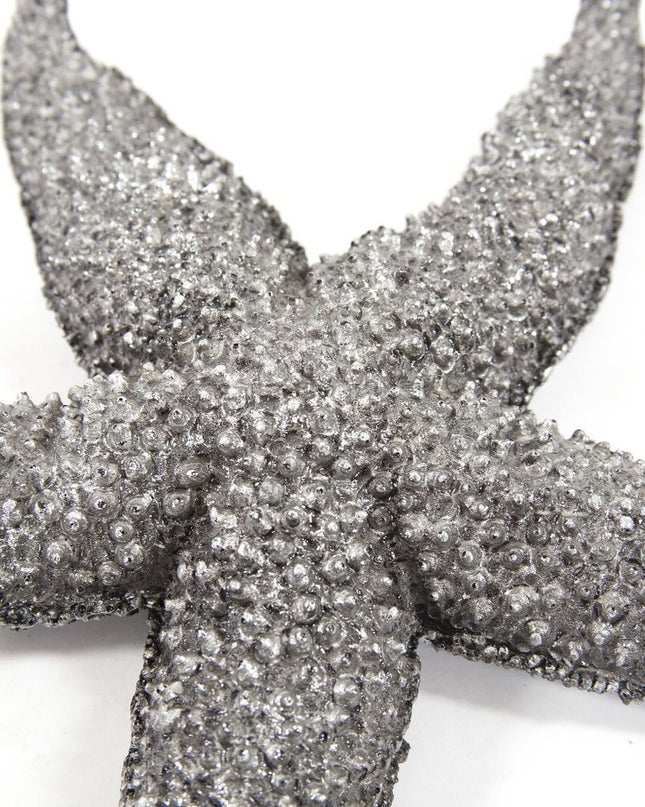 19" Antiqued Silver Resin Starfish Hanging Dimensional Sculpture