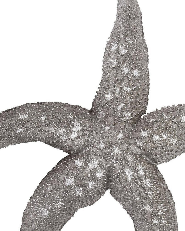 19" Antiqued Silver Resin Starfish Hanging Dimensional Sculpture
