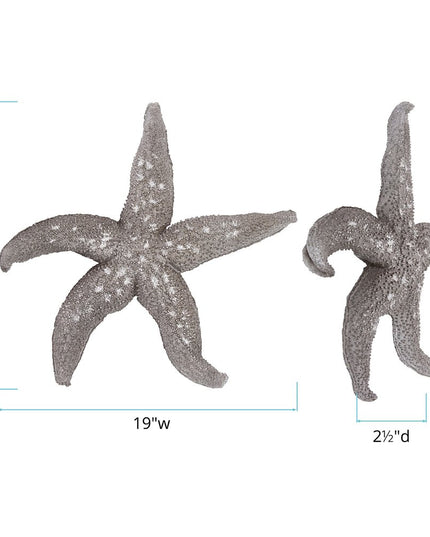 19" Antiqued Silver Resin Starfish Hanging Dimensional Sculpture