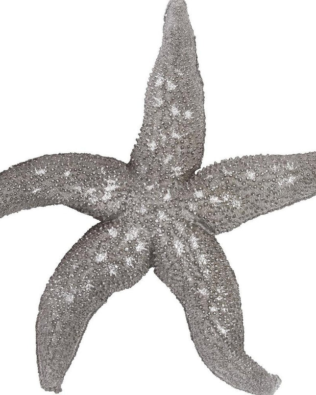 19" Antiqued Silver Resin Starfish Hanging Dimensional Sculpture