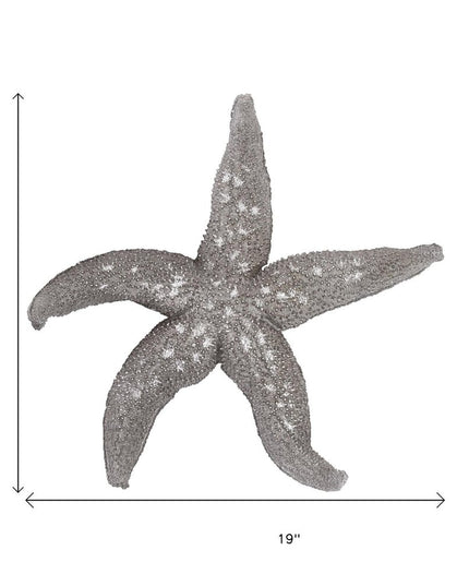19" Antiqued Silver Resin Starfish Hanging Dimensional Sculpture