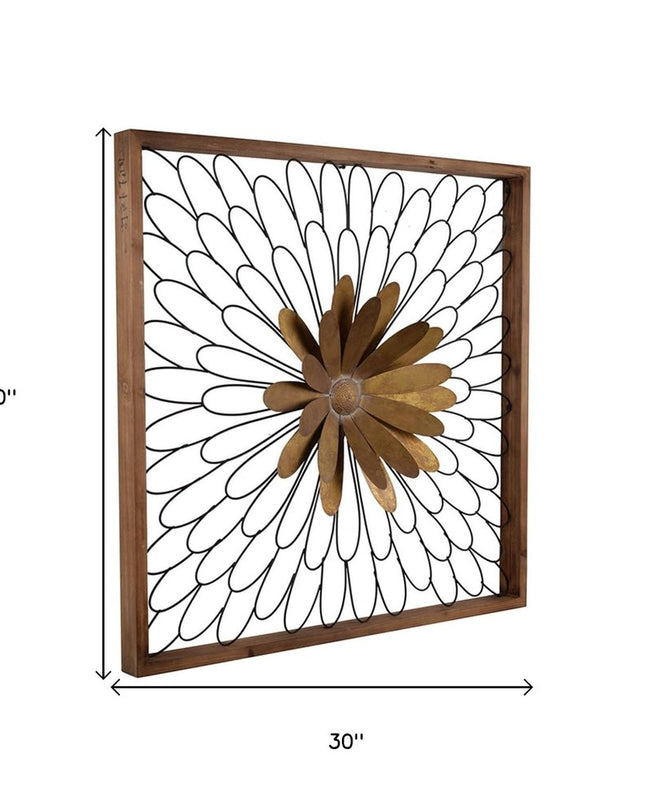 30" X 2" Black Iron Square Framed Art