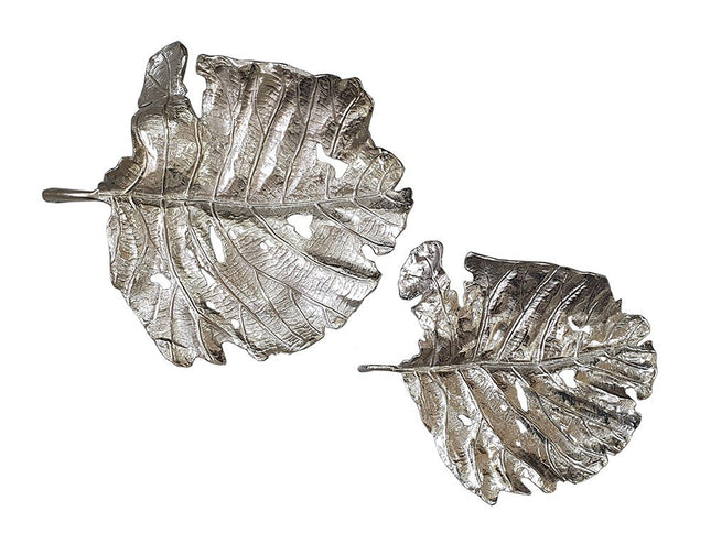 Set of Two Gray Aluminum Novelty Hanging Dimensional Sculpture