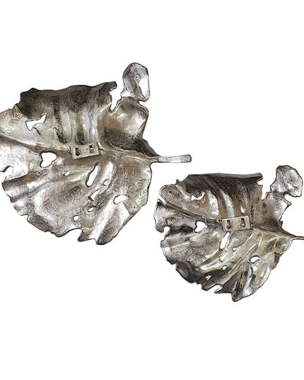 Set of Two Gray Aluminum Novelty Hanging Dimensional Sculpture
