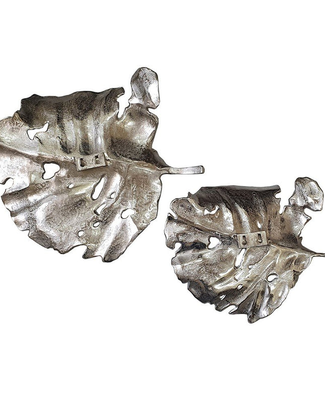 Set of Two Gray Aluminum Novelty Hanging Dimensional Sculpture